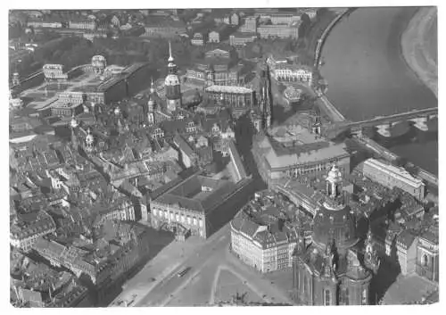 AK, Dresden, Blick über den Neumarkt, Luftbildansicht, Aufnahme vor 1945, 1980