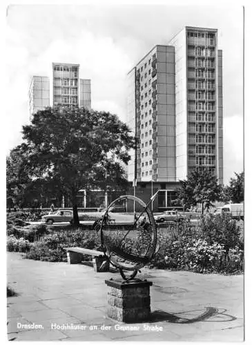 Ansichtskarte, Dresden, Hochhäuser in der Grunaer Str., 1973