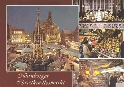 AK, Nürnberg, Christkindlesmarkt, vier Abb., ca. 1980