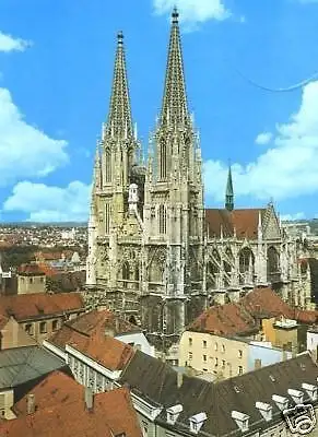 AK, Regensburg, Teilansicht mit Dom St. Peter, ca. 1979