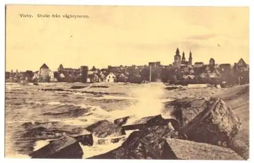 AK, Wisby, Visby, Utsikt fran vagbrytaren, 1911