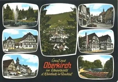 Ansichtskarte, Oberkirch Schwarzwald, 7 Abb., Teilansichten, 1968