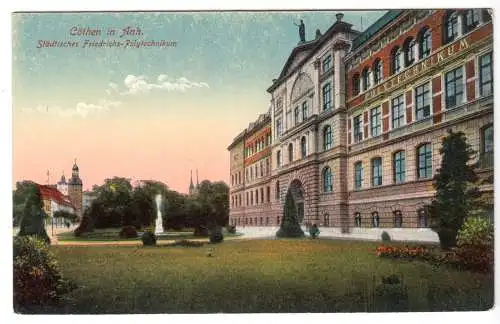 AK, Köthen Anhalt, früher Cöthen, Städtisches Friedrichs-Polytechnikum, um 1923