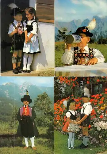 elf AK, Kinder in bayrischen Trachten, 1970er