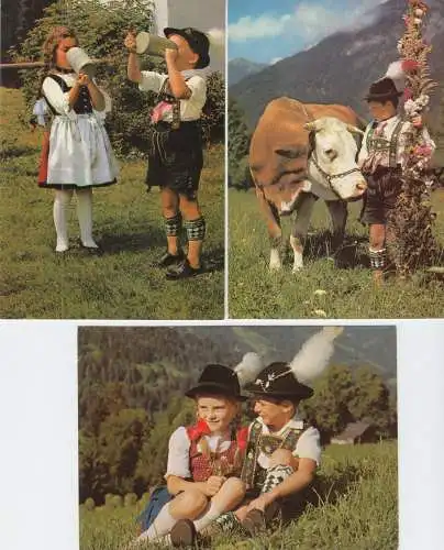 elf AK, Kinder in bayrischen Trachten, 1970er