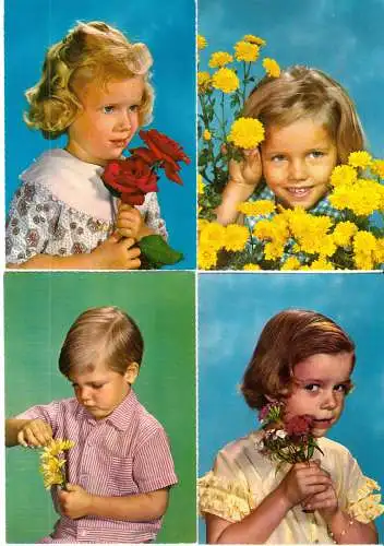 elf AK, Kinder mit Tieren, mit Blumen und beim Spielen, 1970er