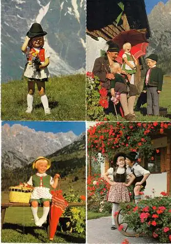 elf AK, Kinder in bayrischen Trachten, 1970er