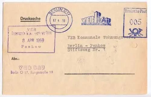 AFS, VEB Bau, o Berlin O 17, 7.4.59