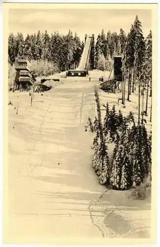 Ansichtskarte, Oberhof Thür. Wald, Thüringenschanze, 1954