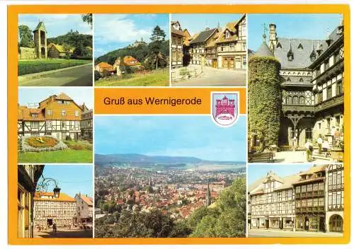 AK Großformat, 21 x 15 cm, Wernigerode, acht Abb., Wappen, 1984