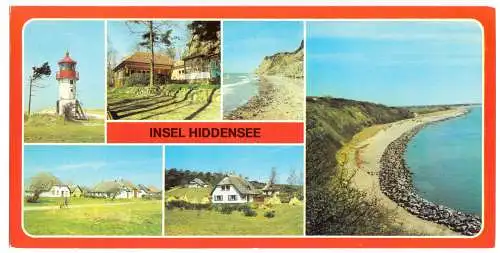 AK lang, Panoramakarte, Insel Hiddensee, sechs Abb., 1985