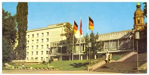 AK lang, Panoramakarte, Suhl, Interhotel Thüringen-Tourist, 1970