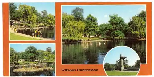 AK lang, Panoramakarte, Berlin Friedrichshain, Volkspark Friedrichshain, 1983