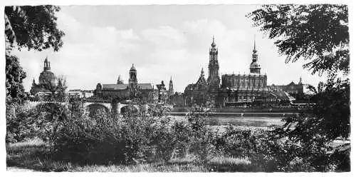 AK lang, Panoramakarte, Dresden, Blick v. Dr.-Rudolf-Friedrich Ufer v.1945, 1961