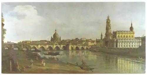 AK lang, Panoramakarte, Dresden, Gemälde von Canaletto, 1986