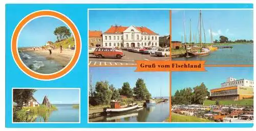 AK lang, Panoramakarte, Gruß vom Fischland, sechs Abb., 1985