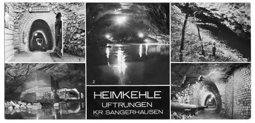 AK lang, Panoramakarte, Uftrungen Kr. Sangerhausen, Heimkehle, fünf Abb., 1979