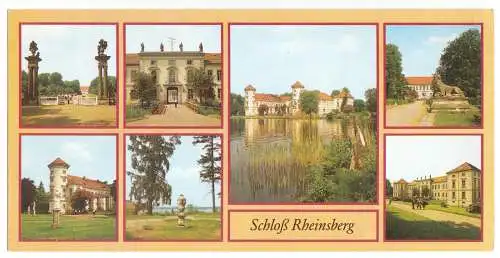 AK lang, Panoramakarte, Rheinsberg, sieben Abb., Schloß Rheinsberg, 1989