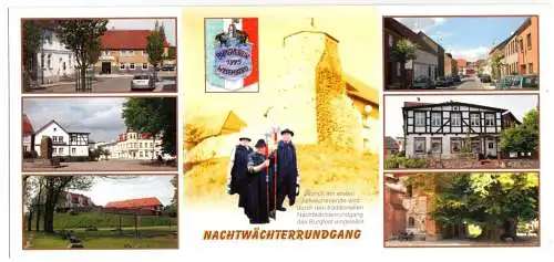AK lang, Panoramakarte, Wesenberg, Nachtwächterrundgang, acht Abb., um 2010