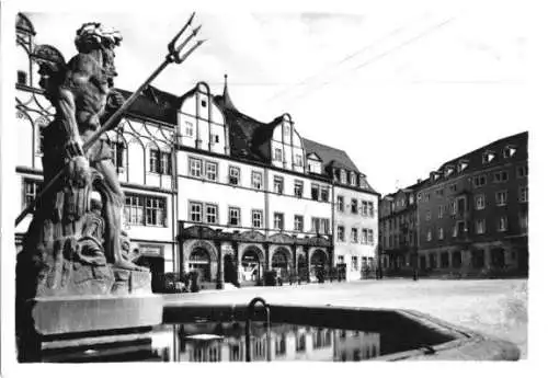 Ansichtskarte, Weimar, Marktplatz mit Cranachhäusern, 1956