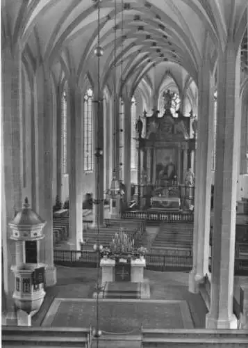 Ansichtskarte, Bautzen, Dom zu St. Petri, Blick durch das Mittelschiff, 1971