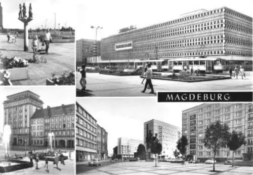 Ansichtskarte, Magdeburg, vier Abb., 1974