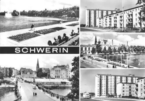 Ansichtskarte, Schwerin, fünf Abb., 1970