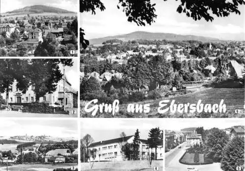 Ansichtskarte, Ebersbach, sechs Abb., 1976