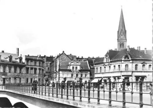 AK, Staßfurt, Karl-Marx-Str. mit Bodebrücke, 1961