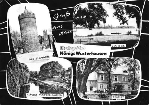 Ansichtskarte, Kreisgebiet Königs Wusterhausen, vier Abb., gestaltet, 1965