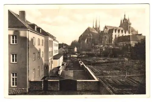 AK, Erfurt, Priesterseminar (Gartenseite) und Kirchen, Autograf Kleineidam, 1957