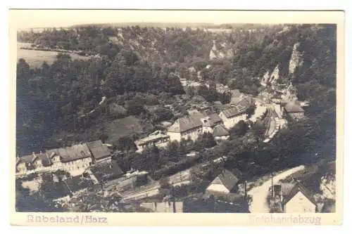 Ansichtskarte, Rübeland Harz, Teilansicht mit Bahnstrecke, Echtfoto, Handabzug, um 1955