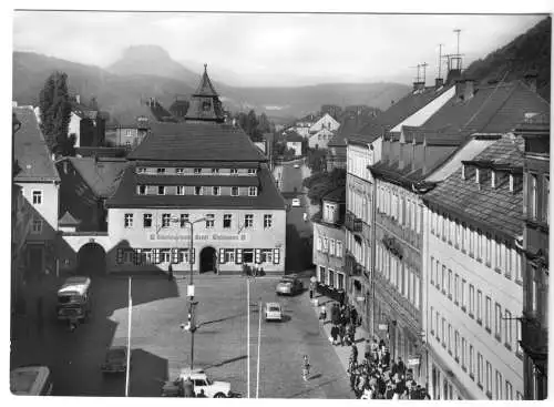 AK, Bad Schandau, Markt mit FDGB-Heim "Ernst Thälmann", 1973