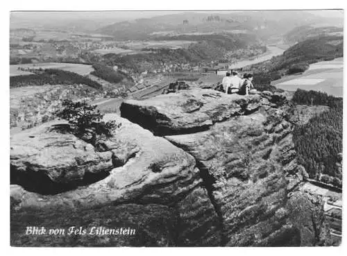 Ansichtskarte, Sächsische Schweiz, Blick vom Fels Lilienstein, 1964