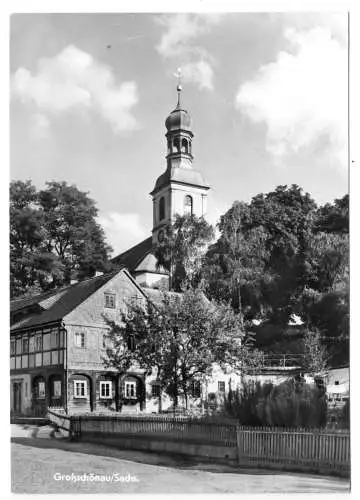 AK, Großschönau Kr. Zittau, Teilansicht mit Kirche, 1976