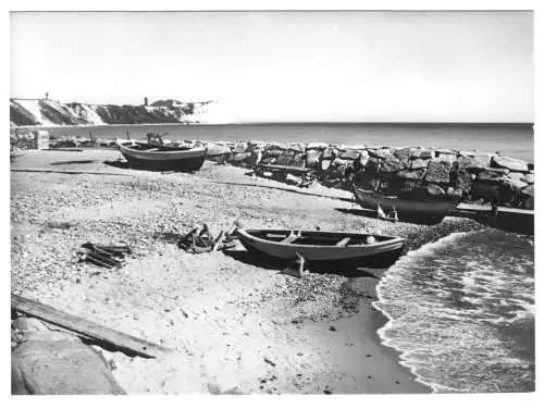 AK, Insel Rügen, Blick von Vitt nach Kap Arkona, Fischerboote, 1985