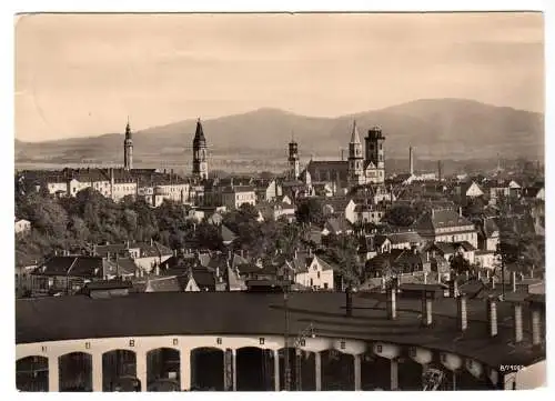 AK, Zittau, Teilübersicht mit Lokschuppen im Vordergrund, 1957