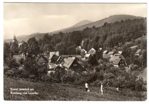 AK, Kurort Jonsdorf Zittauer Gebirge, Teilansicht mit Buchberg und Lausche, 1973