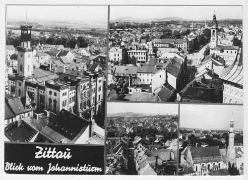 AK, Zittau, vier Abb., Blick vom Johannisturm, 1976