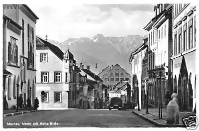 Ansichtskarte, Murnau, Markt mit Hohe Kiste, ca. 1960