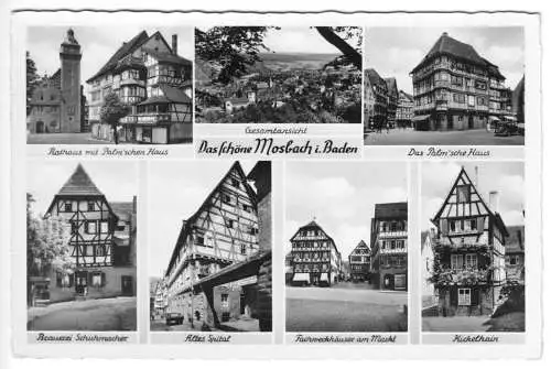 Ansichtskarte, Mosbach Baden, sieben Abb., ca. 1960