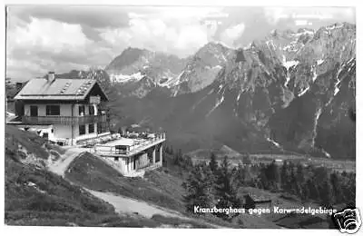 Ansichtskarte, Mittenwald, Kranzberghaus gg. Karwendelgeb., 1958