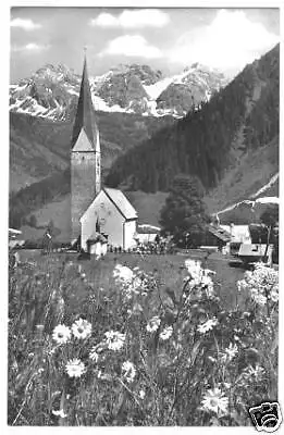 Ansichtskarte, Mittelberg, Kirche mit Schafalpköpfchen, 1958