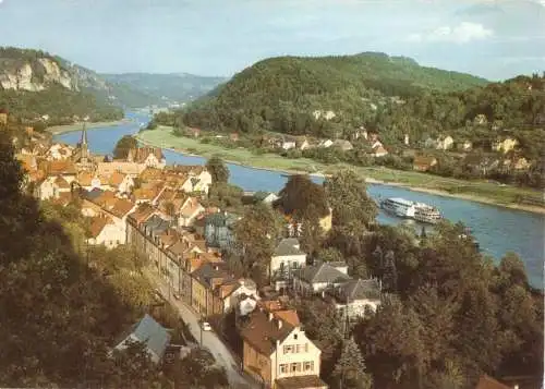 Ansichtskarte, Stadt Wehlen Sächs. Schweiz, Teilansicht, ca. 1990