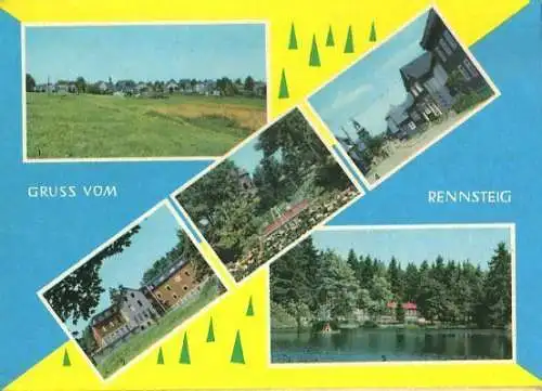 AK, Gruss vom Rennsteig, 5 Abb, u.a. Schmiedefeld, 1964