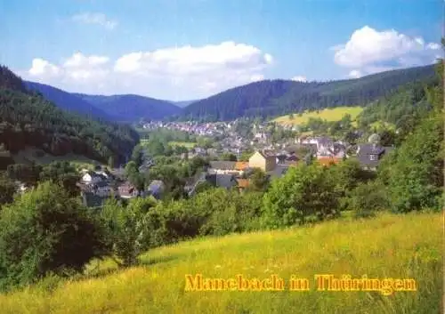 Ansichtskarte, Manebach in Türingen, Kr. Ilmenau, Gesamtansicht, um 1998