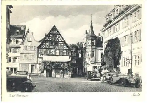 AK, Bad Kissingen, Marktplatz, Autos, um 1948