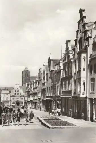 AK, Wismar, Fußgängerbereich der Krämerstraße, belebt, 1980