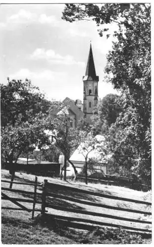 AK, Lengefeld Erzgeb., Blick zur Kirche, 1965