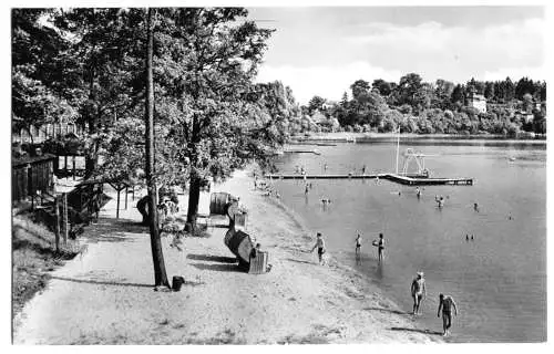 AK, Buckow Märkische Schweiz, Seebadeanstalt, belebt, 1963